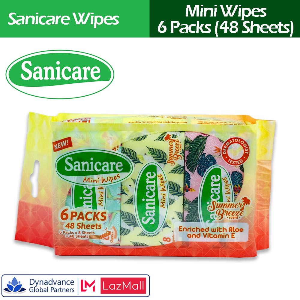 Sanicare Mini Wipes 6 Packs 48 Sheets